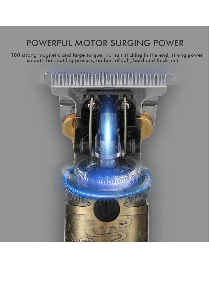 مقص شعر محدث لحلاقة اللحية للرجال، مقصات كهربائية احترافية USB لحلاقة الشعر، مقصات ذهبية بشفرة T، مقصات بدون سلك، مقصات قابلة لإعادة الشحن، شاشة LED - Image 4