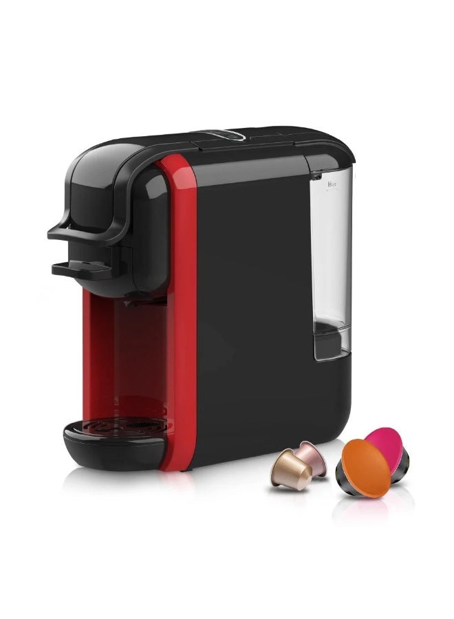 DENX Multi-Capsule Espresso Coffee Maker DX2530 – 1450W 19-Bar High Pressure Pump, 0.6L Water Tank, Compatible with Nespresso & Dolce Gusto Capsules and Coffee Powder – Red/Black - Image 1