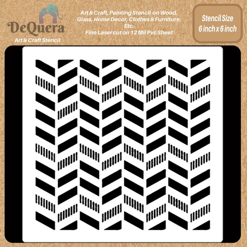 DEQUERA DeQuera Chevron Stencils for Wall Painting for Bedroom Striped Herringbone Stencil Pattern Stencils for Art and Design Geometric Pattern Stencil for Wall Size 6 x 6 Inch Pack of 1 DQL1260