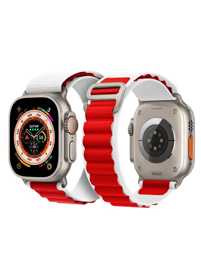 CATANES Apple Watch Band 49mm 45mm 44mm 42mm Alpine Loop Band Women Men Adjustable with Metal G-Hook Strap for iWatch Ultra Series SE 8/7/6/5/4/3/2/1 White Red  - Image 5