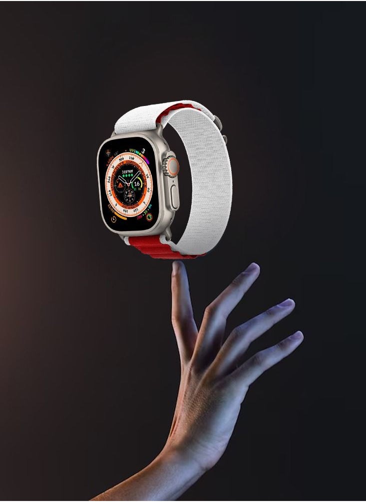 CATANES - Apple Watch Band 49mm 45mm 44mm 42mm Alpine Loop Band Women Men Adjustable with Metal G-Hook Strap for iWatch Ultra Series SE 8/7/6/5/4/3/2/1 White Red - Image 1