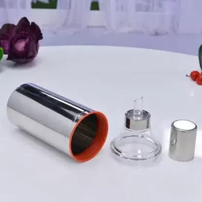VISAXMI® Stainless Steel Oil Dispenser 500ml | Oil Dispenser Bottle | Oil Container for Kitchen | Oil Can and Bottle (Pack of 2, Silver) - Image 3