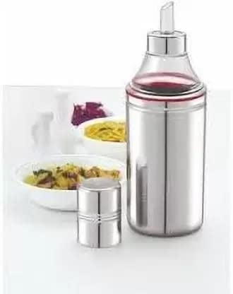VISAXMI® Stainless Steel Oil Dispenser 500ml | Oil Dispenser Bottle | Oil Container for Kitchen | Oil Can and Bottle (Pack of 2, Silver) - Image 2