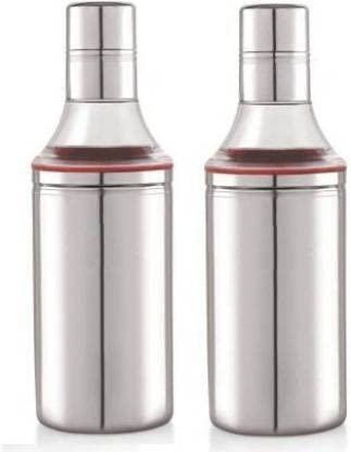 VISAXMI® Stainless Steel Oil Dispenser 500ml | Oil Dispenser Bottle | Oil Container for Kitchen | Oil Can and Bottle (Pack of 2, Silver) - Image 1