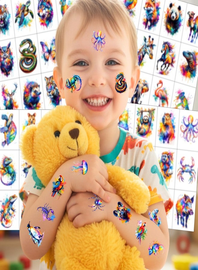 Backtopeia Watercolor Wildlife Jungle Animal Temporary Tattoos | Colorful Wildlife Animal Birthday Party Decorations Party Favors Supplies Accessories Stickers Gift Idea Kids Teen Boy Girl Adult 60Pcs Pre-cut - Image 3
