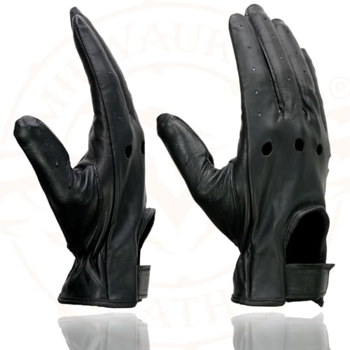 Milwaukee Leather SH247 Men's Black Leather Unlined Classic Style Driving Gloves - X-Small - Image 2