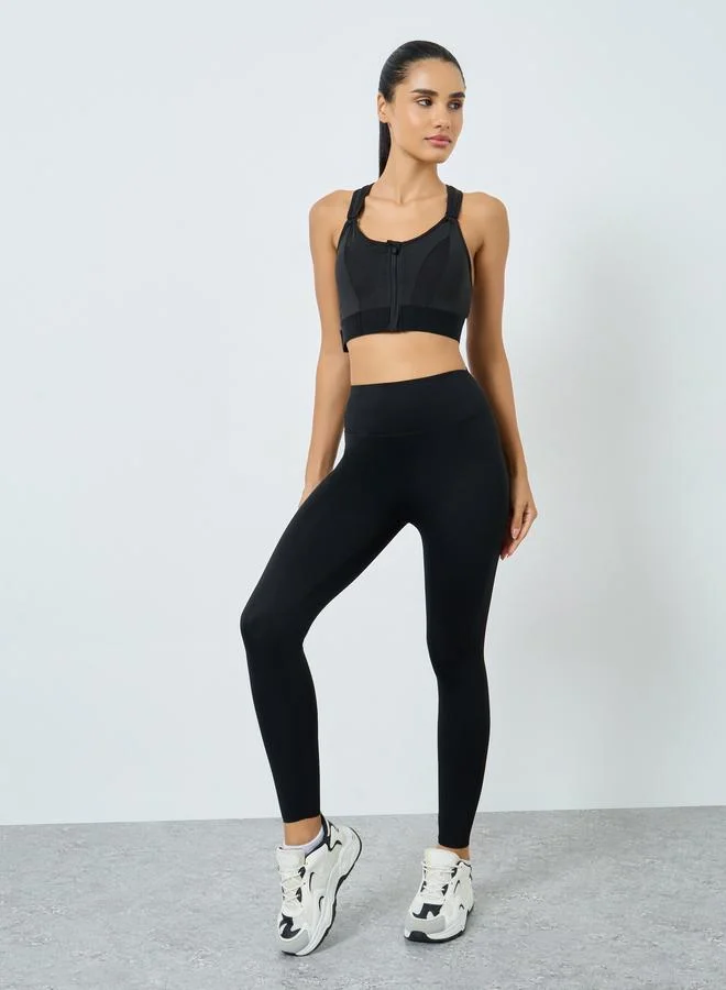 Styli Active Adjustable Straps and Underband with Front Zip Sports Bra