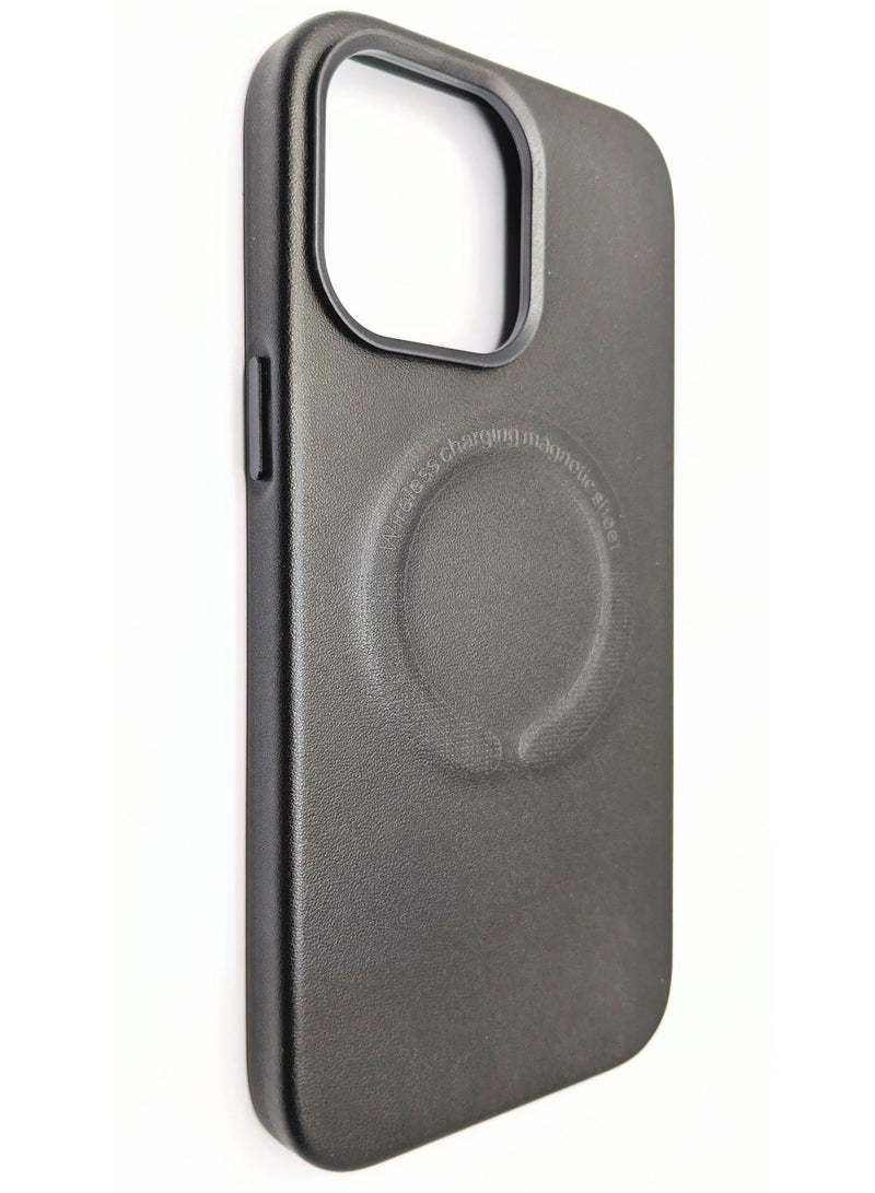 TWEGGON iPhone 14 Pro Leather Case Leather Case With Wireless Charger Magnetic Magsafe Case for iPhone 14 Pro 6.1  Black  - Image 1