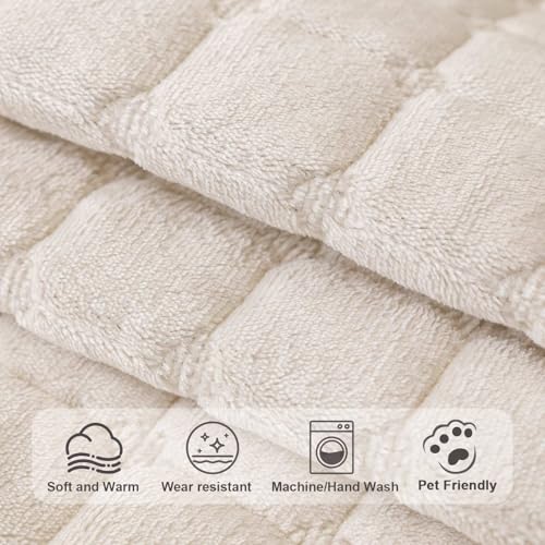 Aucrovee Velvet Washable Couch Cover for Pets Dogs, Non Slip Sectional Sofa Covers for 3 Cushion Couch Sofa L Sharped Sofa Arm Slipcover, Furniture Protector Covers(1 PCS 36"x36" White) - Image 4