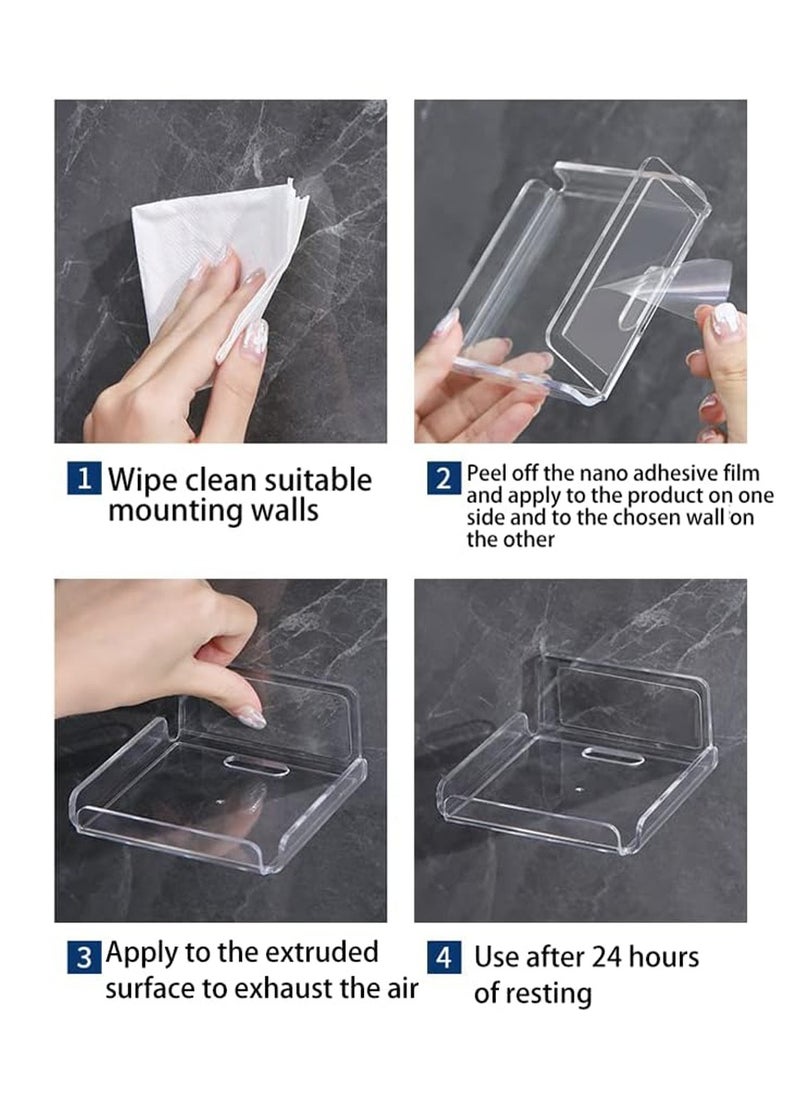 Generic 2 Pcs Acrylic Floating Small Wall Shelves Self Adhesive Wall Mounted Hanging Shelves Easy To Install No Drill For Security Cameras Baby Monitors Smart Speaker  - Image 3
