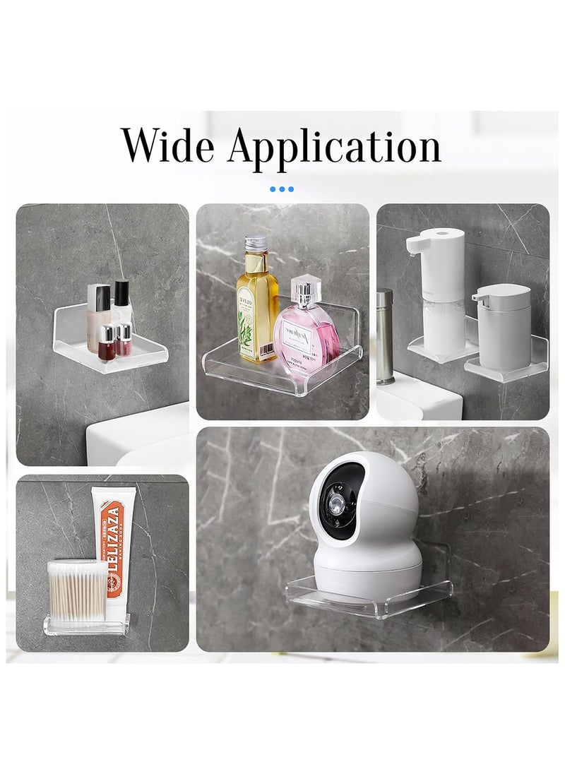 Generic 2 Pcs Acrylic Floating Small Wall Shelves Self Adhesive Wall Mounted Hanging Shelves Easy To Install No Drill For Security Cameras Baby Monitors Smart Speaker  - Image 5
