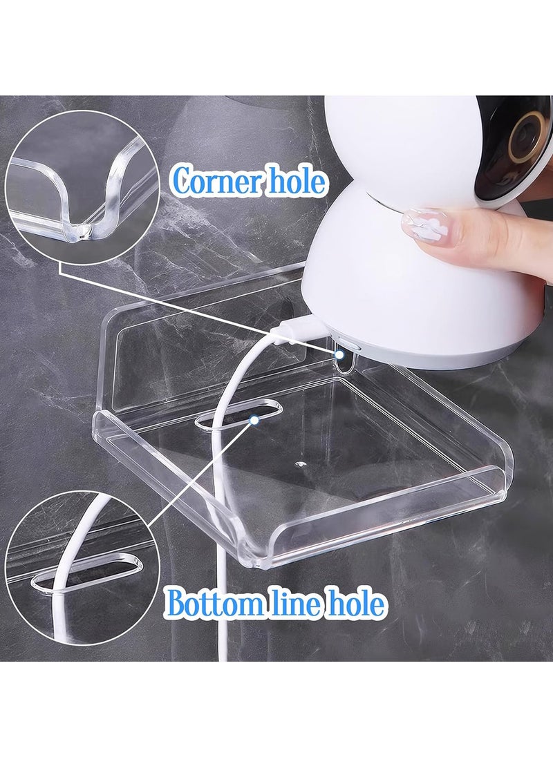 Generic 2 Pcs Acrylic Floating Small Wall Shelves Self Adhesive Wall Mounted Hanging Shelves Easy To Install No Drill For Security Cameras Baby Monitors Smart Speaker  - Image 4