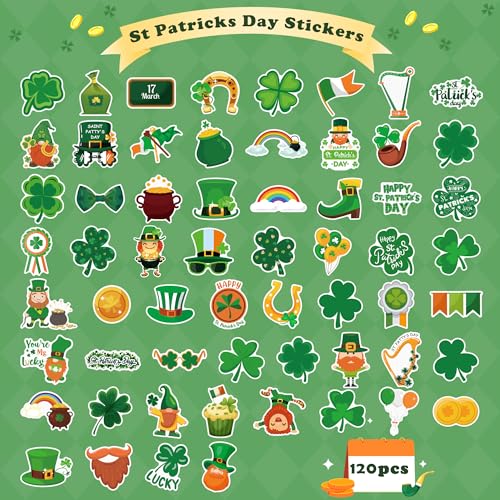 OHOME St Patricks Day Stickers for Kids 120 PCS St Patricks Day Accessories Shamrock Decorations St Patricks Day Crafts for Kids St Paddys Day Gifts Treats Party Favors for Boys Girls - Image 5