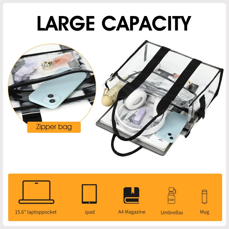 getgto Clear Bags for Women Tote Bag, Crossbody Bag, Stadium Approved Clear Purse for Sports Events, Concert, Work & Beach - Image 3