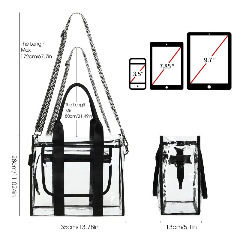 getgto Clear Bags for Women Tote Bag, Crossbody Bag, Stadium Approved Clear Purse for Sports Events, Concert, Work & Beach - Image 4