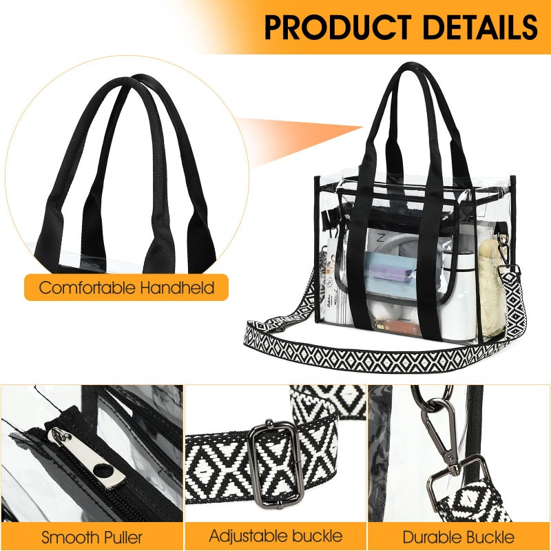 getgto Clear Bags for Women Tote Bag, Crossbody Bag, Stadium Approved Clear Purse for Sports Events, Concert, Work & Beach - Image 5