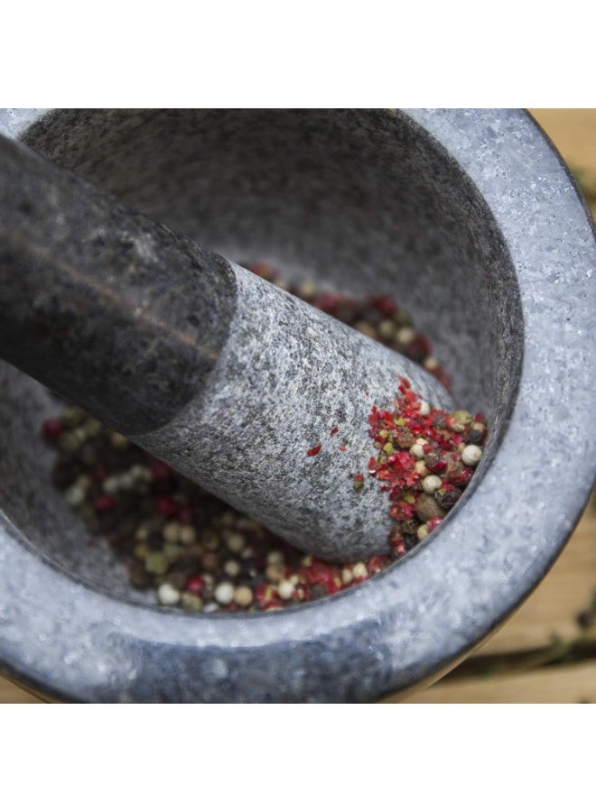 Bukela Granite Mortar and Pestle Set, 17CM Pestle and 16CM Mortar,Natural Unpolished, Non Porous Spice Grinder, Small Bowl for Kitchen Spices and Pesto - Image 3