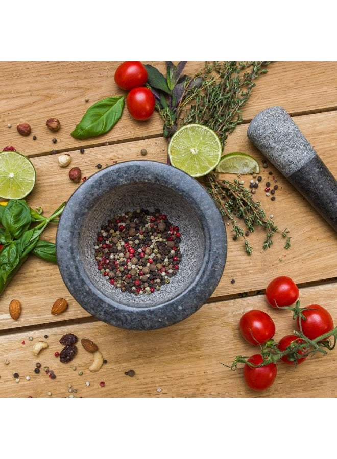 Bukela Granite Mortar and Pestle Set, 17CM Pestle and 16CM Mortar,Natural Unpolished, Non Porous Spice Grinder, Small Bowl for Kitchen Spices and Pesto - Image 4