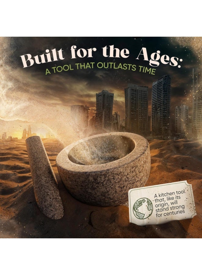 Bukela Granite Mortar and Pestle Set, 17CM Pestle and 16CM Mortar,Natural Unpolished, Non Porous Spice Grinder, Small Bowl for Kitchen Spices and Pesto - Image 5