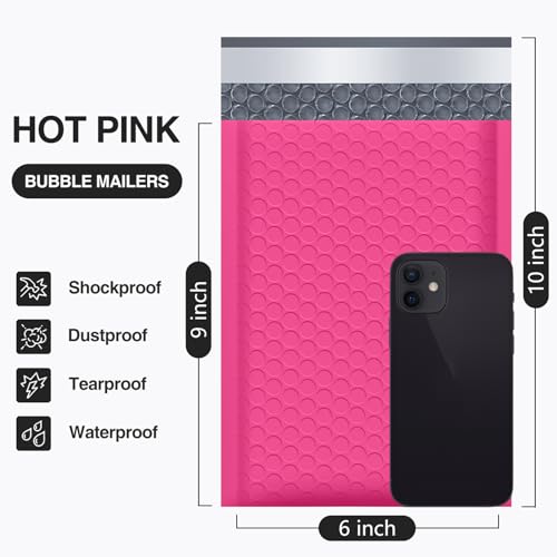 UCGOU Bubble Mailers 6x10 Inch Hot Pink 25 Pack Usable Size 6x9 Inch Poly Padded Envelopes Small Business Mailing Packages Waterproof Boutique Shipping Bags for Jewelry Makeup Supplies #0 - Image 2