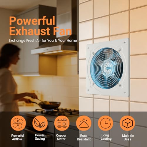 RLOZUI 6 inch Exhaust Fan, 382CFM Wall Mounted Vent Fans, Ventilation Blower for Ceiling Bathroom Attic Window Basement Ventilation Fan, 110V 40W - Image 2