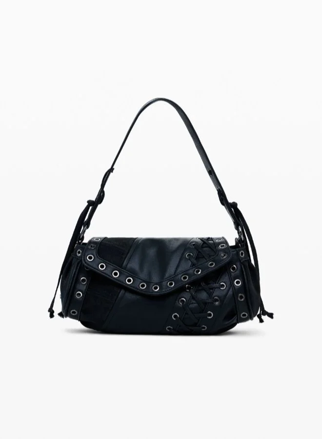 Medium faux leather patch bag