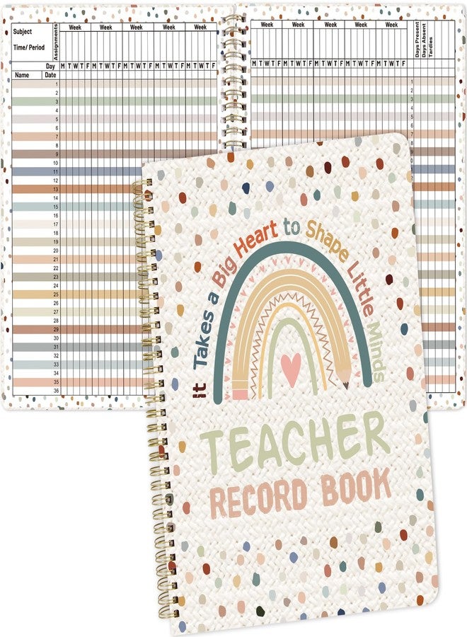 Ceiba Tree Teacher Record Book Grade Attendance Book Gradebook for Teachers Logs and Student Checklists Spiral-Bound Teacher Must Haves Classroom Supplies 8.5X11 inch Cardboard Cover Painted Dots - Image 1