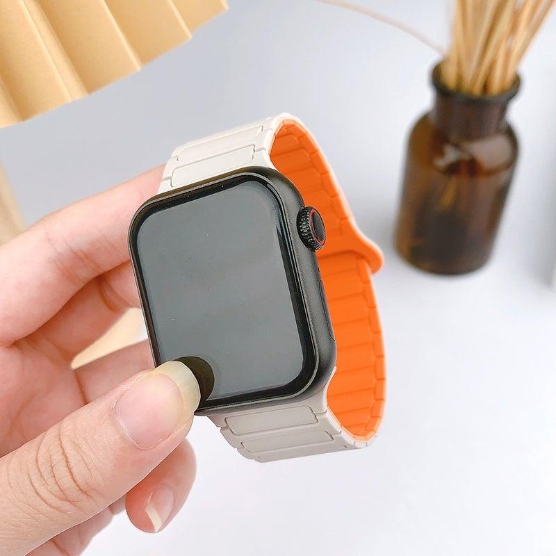 erorex For Apple Watch Series 6 44Mm I-Shaped Magnetic Silicone Watch Band(Dark Teal Black) - Image 5