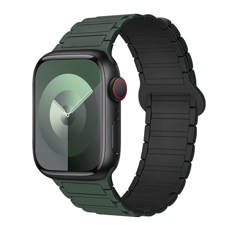 erorex For Apple Watch Series 6 44Mm I-Shaped Magnetic Silicone Watch Band(Dark Teal Black) - Image 1