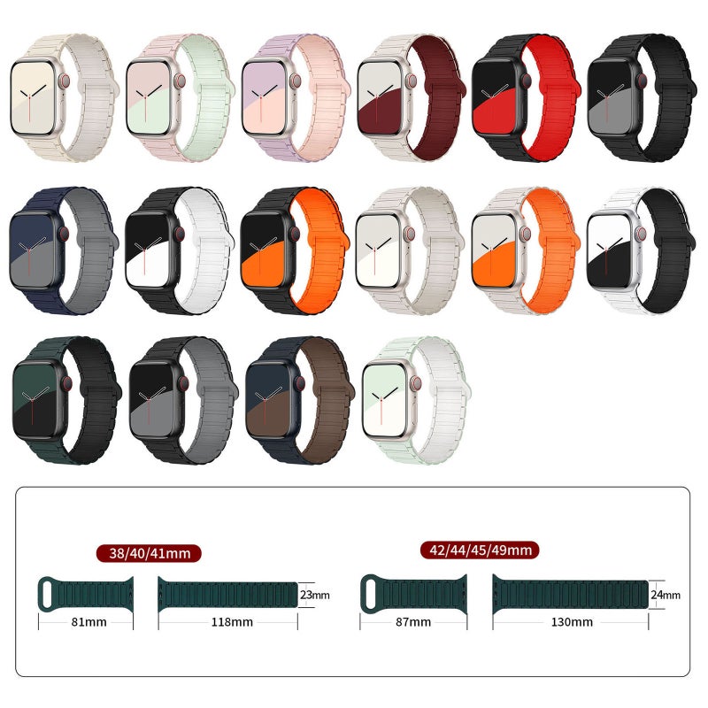 erorex For Apple Watch Series 6 44Mm I-Shaped Magnetic Silicone Watch Band(Dark Teal Black) - Image 3