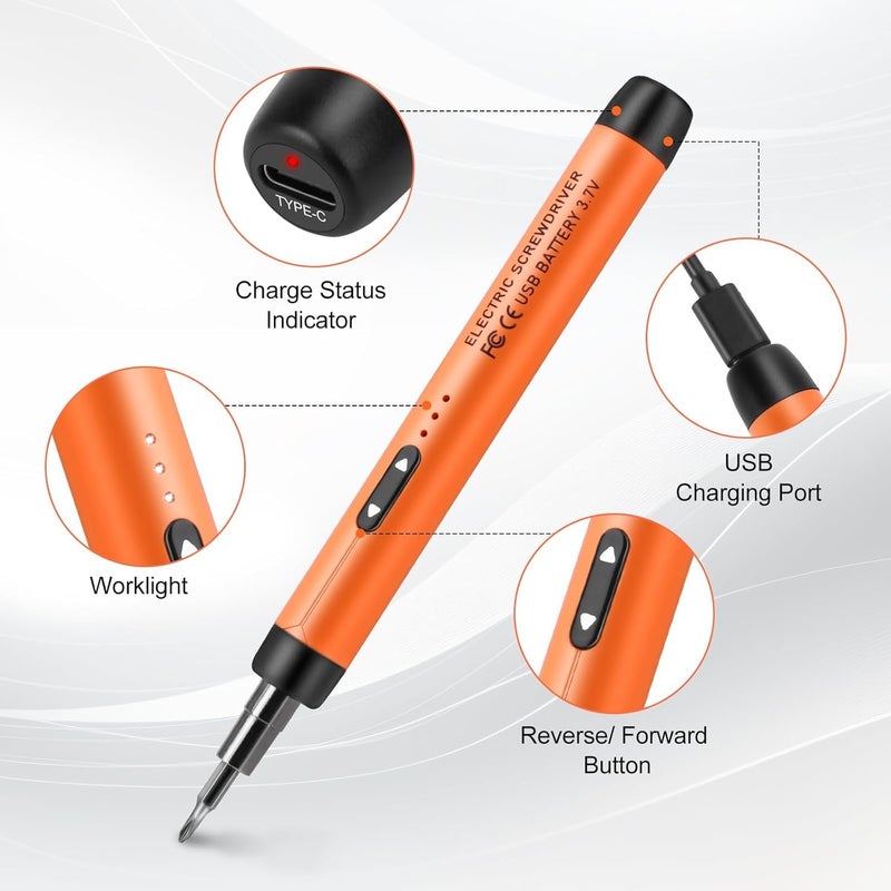 Mini Electric Cordless Screwdriver Kit, 46 in 1 with 38 Magnetic Bits, Mini Screwdriver Kit for Repair Mobile Phone, Laptop, Glasses, Watches, Electronics, Modding, and DIY Projects - Image 4