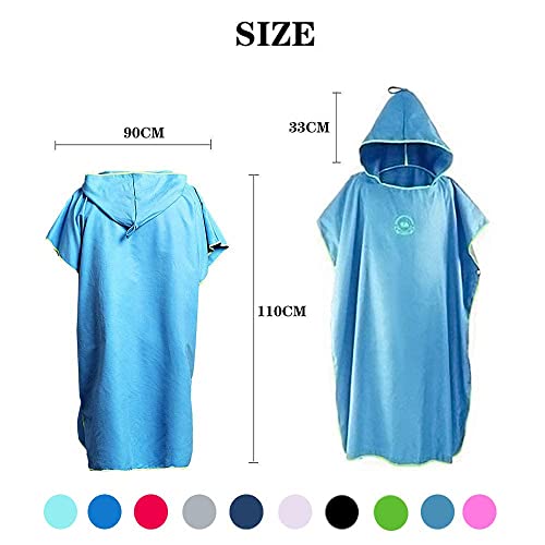 Hiturbo Microfiber Surf Poncho, Wetsuit Changing Bath Robe, Quick Dry Pool Swim Beach Towel with Hood (Blue) - Image 2