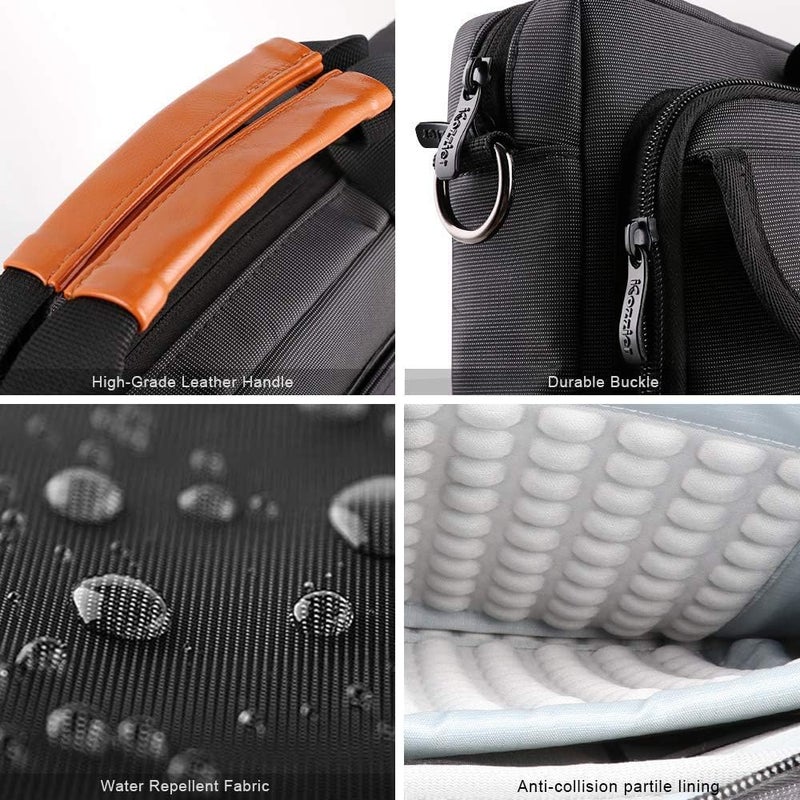 iCozzier 15-15.6 Inch Multi-Pocket Laptop Sleeve Briefcase Large Capacity Shoulder Bag Electronic Accessories Organizer Waterproof Messenger Carrying Case - Black - Image 2
