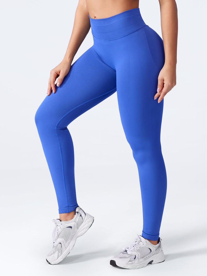 VOYJOY Women Seamless Impact Leggings Scrunch Workout Leggings Medium Waist Tummy Control Butt Lifting Gym Yoga Pants Electric Blue M - Image 4