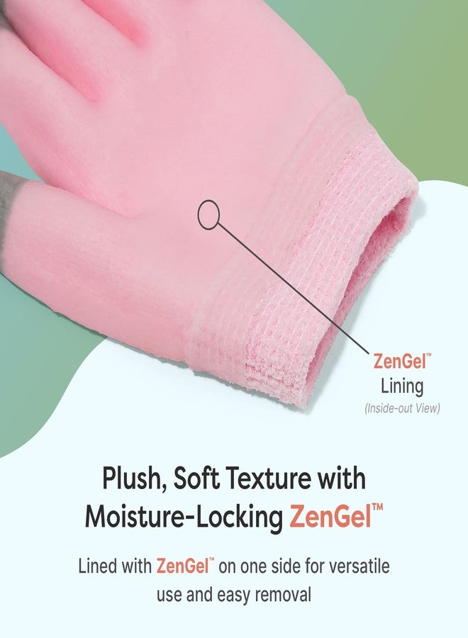 ZenToes Moisturizing Gloves for Dry Hands, Gel Infused with Jojoba Seed Oil, Olive Oil and Vitamin E, Overnight Hand Moisturizer (OSFM, Fuzzy Pink with Media Tips) - Image 5