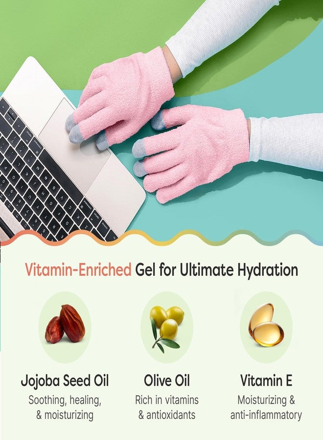 ZenToes Moisturizing Gloves for Dry Hands, Gel Infused with Jojoba Seed Oil, Olive Oil and Vitamin E, Overnight Hand Moisturizer (OSFM, Fuzzy Pink with Media Tips) - Image 4