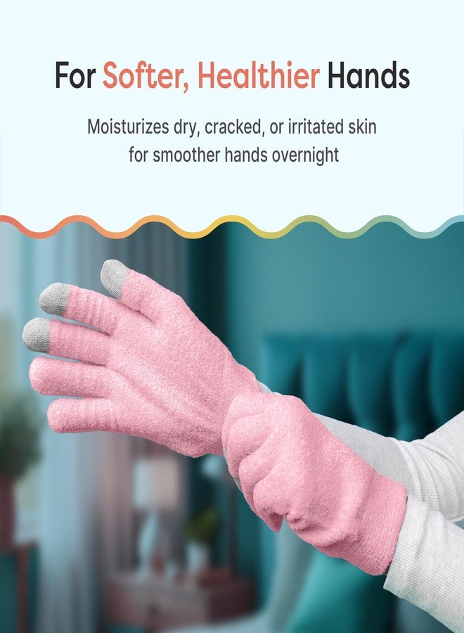 ZenToes Moisturizing Gloves for Dry Hands, Gel Infused with Jojoba Seed Oil, Olive Oil and Vitamin E, Overnight Hand Moisturizer (OSFM, Fuzzy Pink with Media Tips) - Image 2