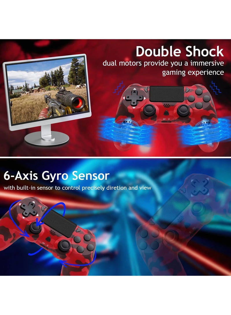 Wireless Controller for Computer Games with Dual Vibration, DualShock Wireless Controller for PS4, Clickable Touchpad and Anti-Slip, Camo Red - Image 3
