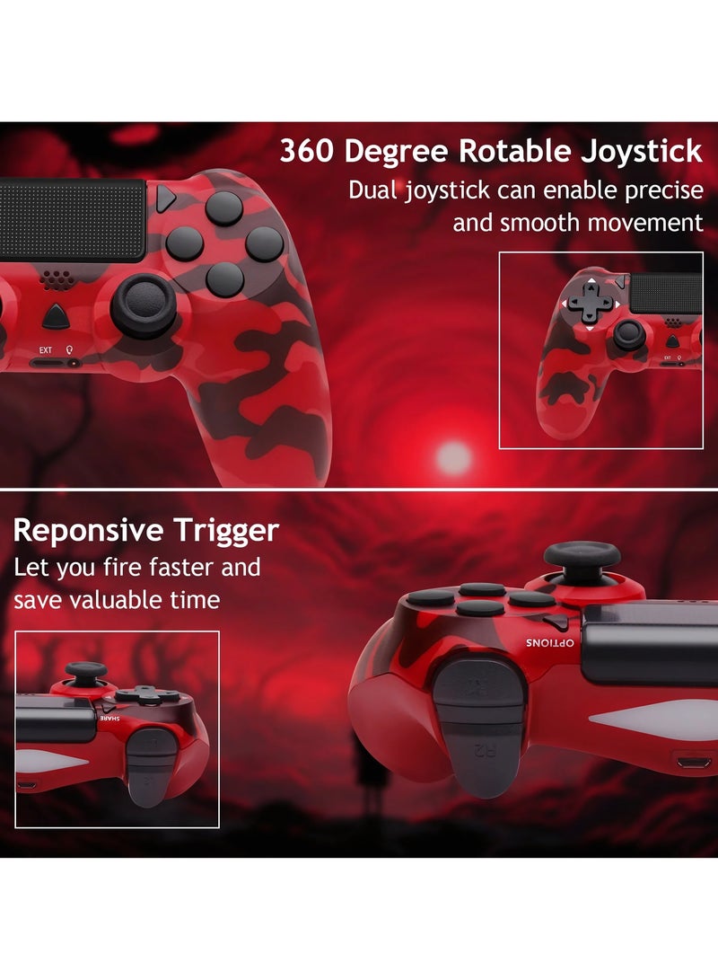 Wireless Controller for Computer Games with Dual Vibration, DualShock Wireless Controller for PS4, Clickable Touchpad and Anti-Slip, Camo Red - Image 4