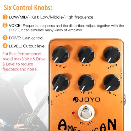 JOYO American Sound Amp Simulator Pedal of Fd 57 Deluxe Amplifier from Clean to Overdrive Sound for Electric Guitar Effect - Bypass (JF-14) - Image 4