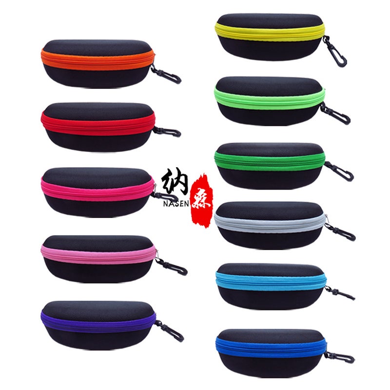 Eva Oxford Cloth Anti-Pressure Sunglasses Case Zipper Bag Hook Black Colorful Sunglasses Case Glasses Case - Image 1