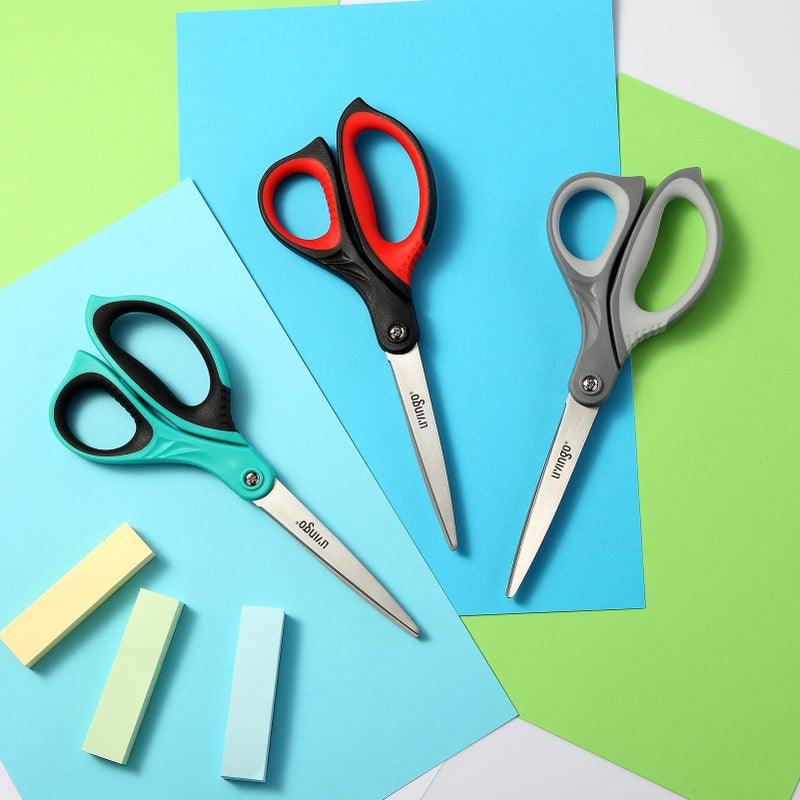 LIVINGO 8.5" Scissors All Purpose, 3 Pack Ultra Sharp Blade Shears, Professional Ergonomic Comfort Grip Scissors for Office School Home Supplies Fabric Sewing DIY Cutting General Use - Image 5
