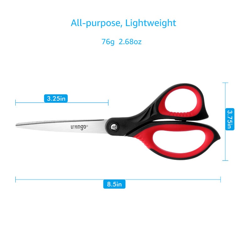 LIVINGO 8.5" Scissors All Purpose, 3 Pack Ultra Sharp Blade Shears, Professional Ergonomic Comfort Grip Scissors for Office School Home Supplies Fabric Sewing DIY Cutting General Use - Image 2