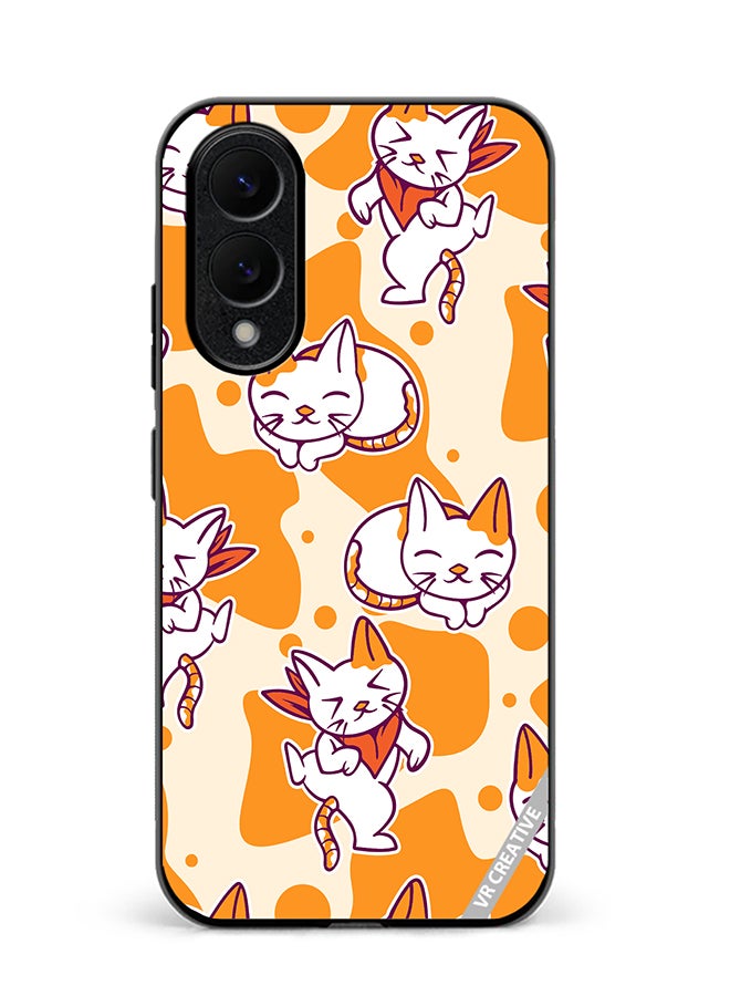 VR CREATIVE Protective Case Cover For Samsung Galaxy S25 Edge Chilling Cat Pattern Design Multicolour