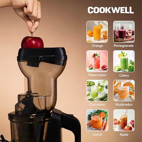 Cookwell Cold Press Slow Juicer and Ice Cream Maker, Stainless Steel (500W) - Image 2