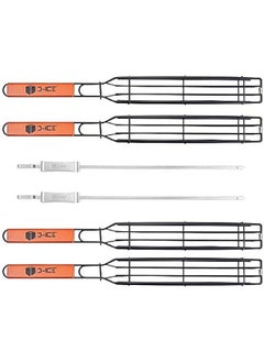 Generic Stainless Steel Kebab Grill Basket with BBQ Skewers - Set of 4 Baskets and 2 Skewers for Veggies and Shrimp  - Image 2