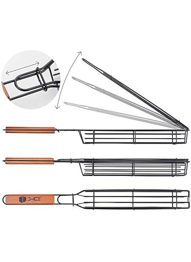 Generic - Stainless Steel Kebab Grill Basket with BBQ Skewers - Set of 4 Baskets and 2 Skewers for Veggies and Shrimp - Image 1