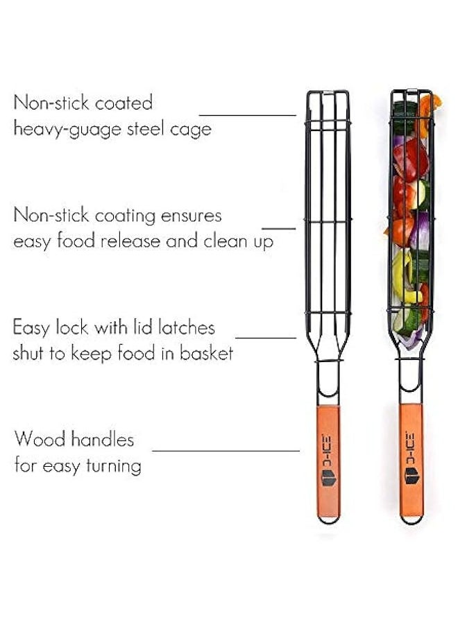 Generic - Stainless Steel Kebab Grill Basket with BBQ Skewers - Set of 4 Baskets and 2 Skewers for Veggies and Shrimp - Image 1