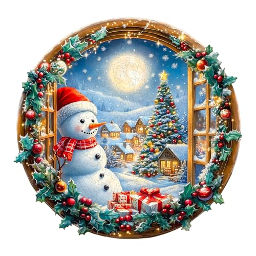 Purdicra Wooden Puzzles for Adults Snowmans Vigil Wooden Jigsaw Puzzle Unique Animal Shaped Wood Puzzles Adult Christmas Birthday Gifts for FriendsFamily Home Decor 114 11in 200pcs - Image 1