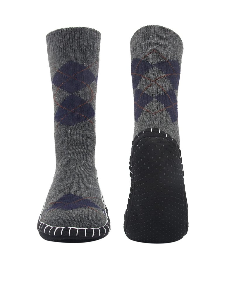 Vihir Men's Slipper Socks With Suede Non Slip Sole -Winter Knitted Home Warm Floor Indoor Stocking House - Image 1